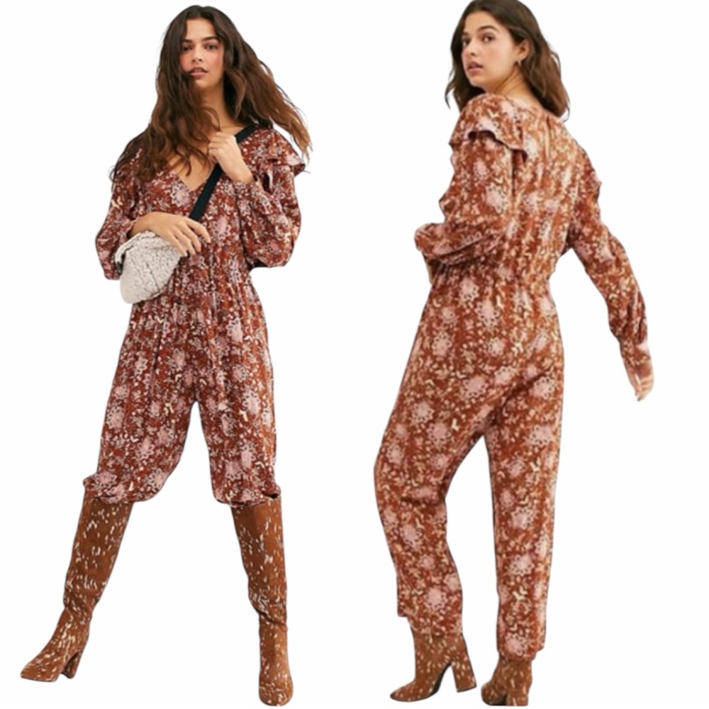 Free People Lux Floral Jumpsuit Size L